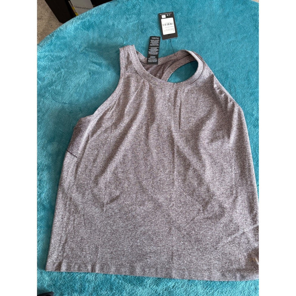 Peloton Womens Seamless Mesh Vent Racer Tank Space‎ Dye Grey Purple Size M/L NEW